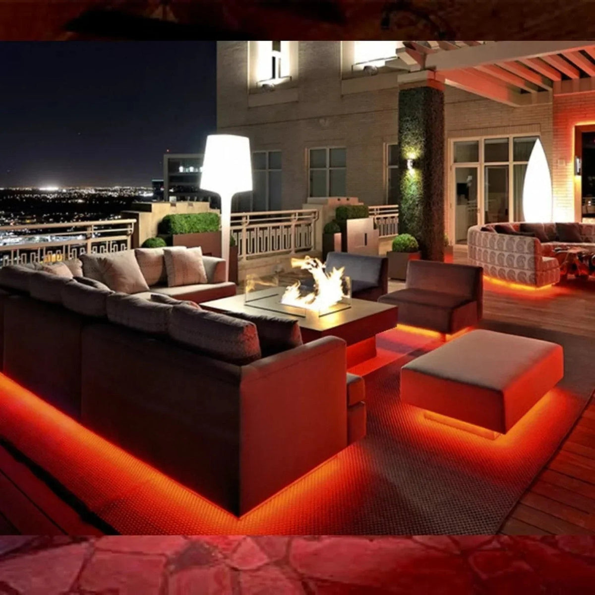 Red LED Neon Flex 220V 240V 8x16mm 120LEDs/m IP67 Waterproof with UK Plug - ATOM LED