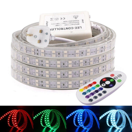 RGB LED Strip 120 LEDs/m 220V IP67 Wireless Bluetooth App Control with Remote - ATOM LED