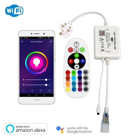 RGB LED Strip 220V 240V 120 LEDs/m IP67 Waterproof WIFI App Control Work With Google & Alexa - ATOM LED
