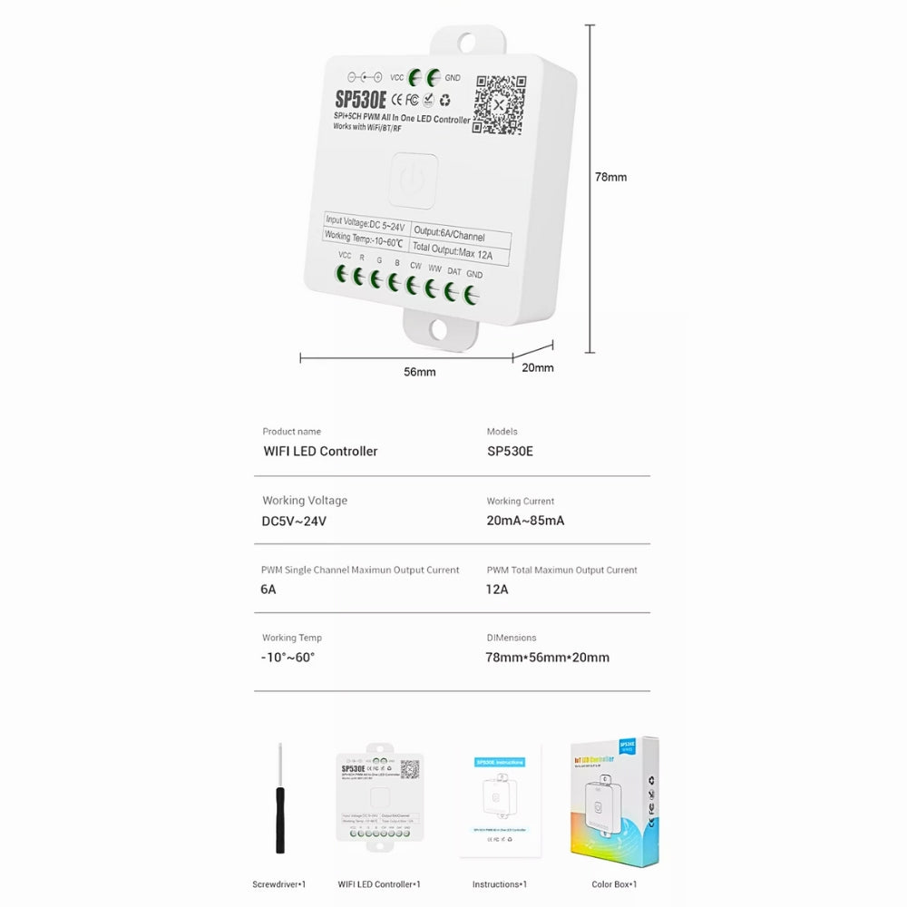 SP530E All in One DC5-24V WiFi and Bluetooth Controller — view 6 — House of LEDs UK