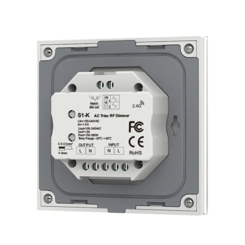 Skydance AC Triac Glass Rotary Panel Dimmer S1-K (WHITE) — view 3 — House of LEDs UK