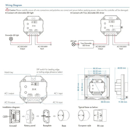 Skydance AC Triac Glass Rotary Panel Dimmer S1-K (WHITE) — view 2 — House of LEDs UK