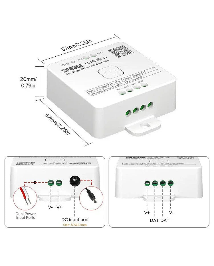 SP636E DC5-24V Addressable LED Strip Dimmer Bluetooth Music Control — view 6 — House of LEDs UK