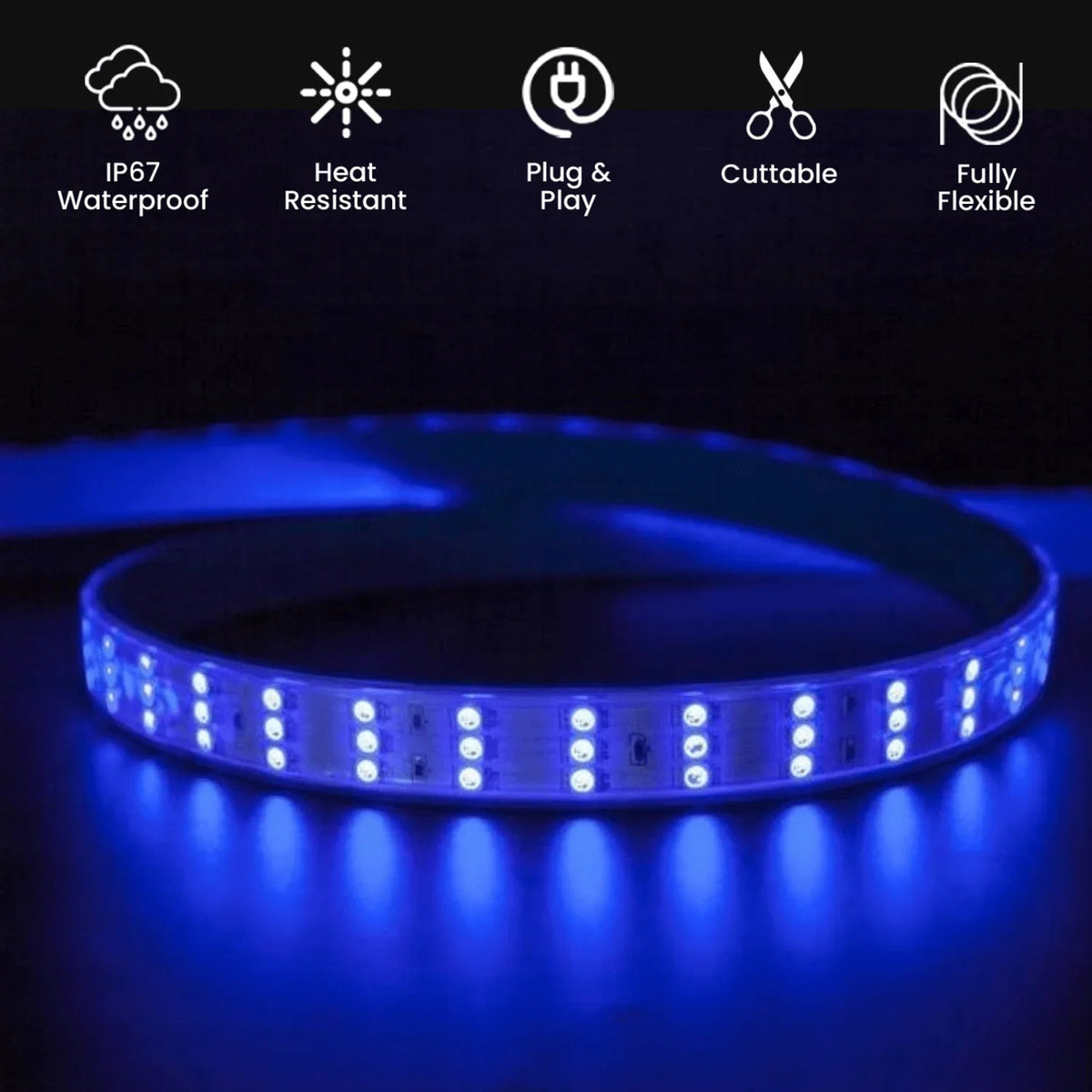 RGB LED Strip 220V 240V 144 LEDs/m IP67 Wireless Bluetooth App Control with Remote - ATOM LED
