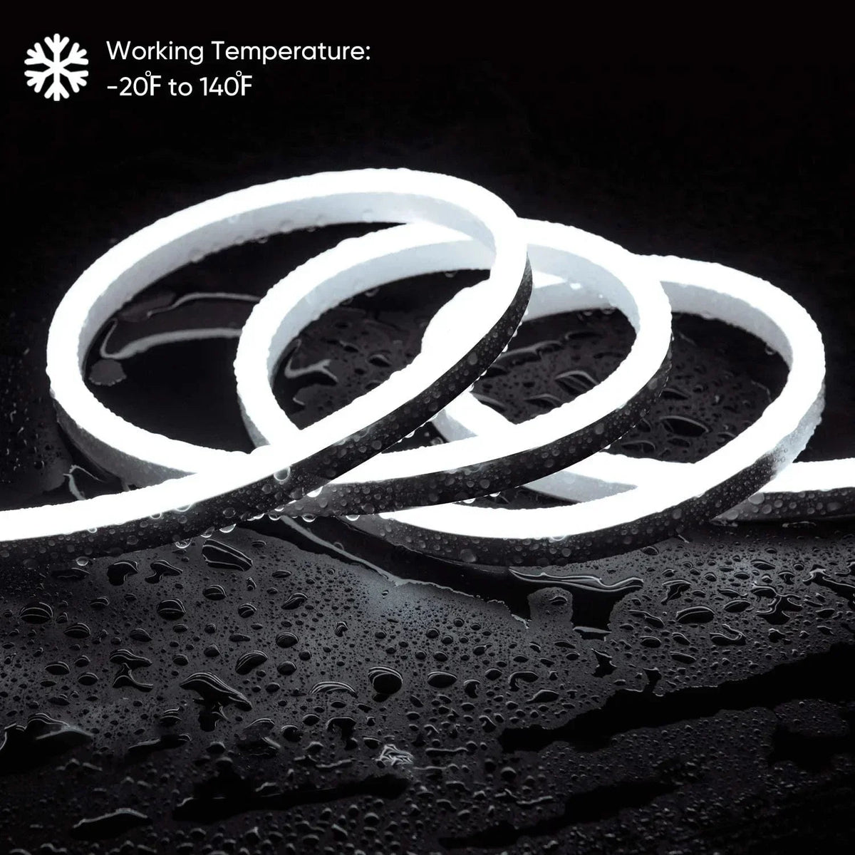 Cool White LED Neon Flex AC 220V 240V 8x16mm 120LEDs/m IP65 Waterproof with UK Plug - ATOM LED