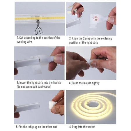 Warm White 3000K COB LED Strip 220V 240V 288 LEDs/m IP65 UK Plug — view 8 — House of LEDs UK