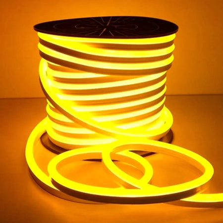 Golden Neon Flex 220V 240V 8x16mm 120LEDs/m IP65 Waterproof with UK Plug — House of LEDs UK
