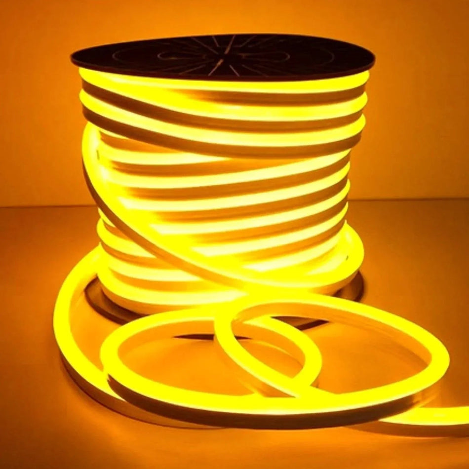 Golden Neon Flex 220V 240V 8x16mm 120LEDs/m IP65 Waterproof with UK Plug — House of LEDs UK