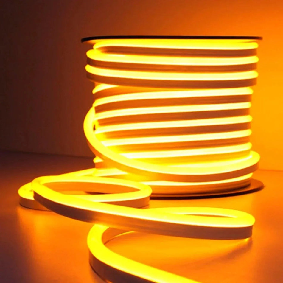 Yellow LED Neon Flex 220V 240V 8x16mm 120LEDs/m IP65 Waterproof with UK Plug — House of LEDs UK