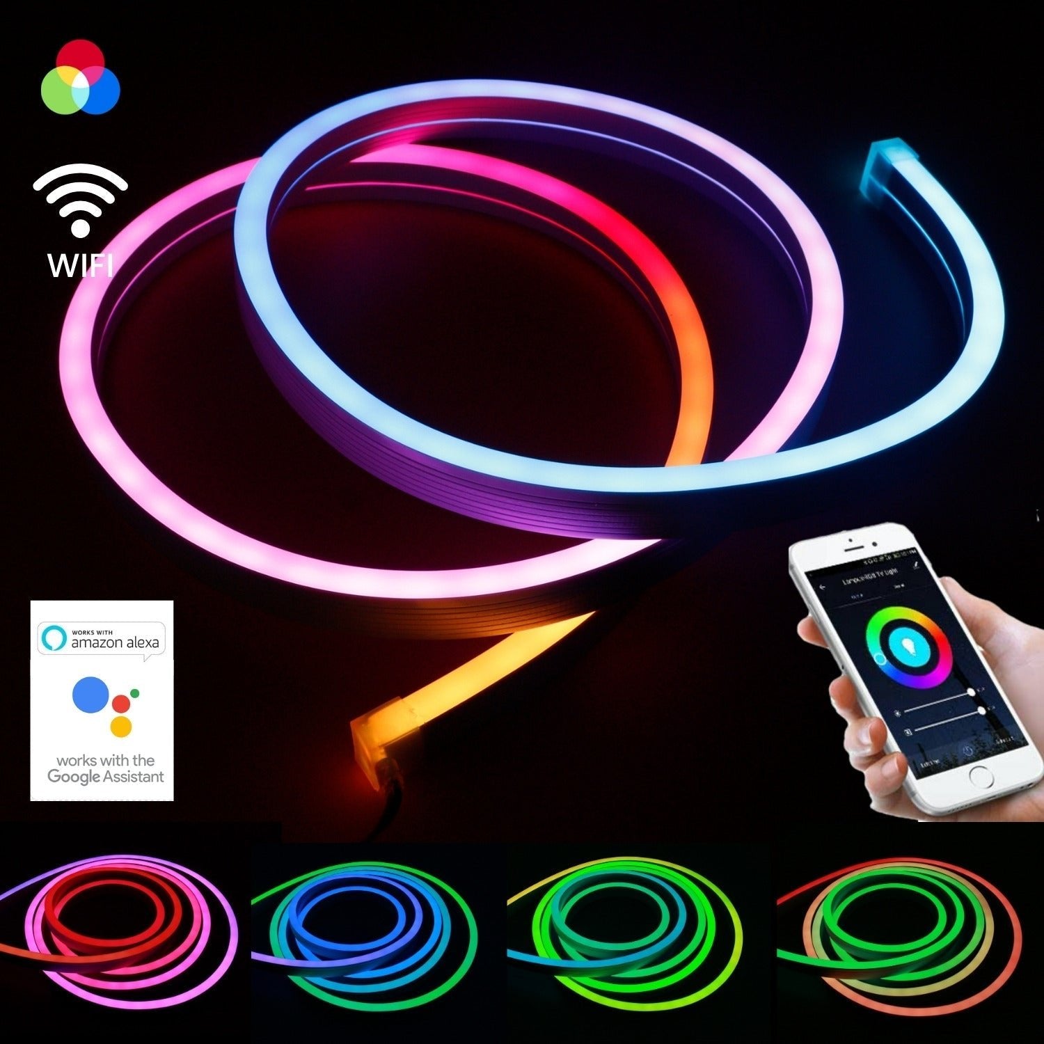 Addressable Digital Pixel RGB Neon Flex 24V 12x20 WS2811 with WIFI Wireless App Controller Kit - House of LEDS