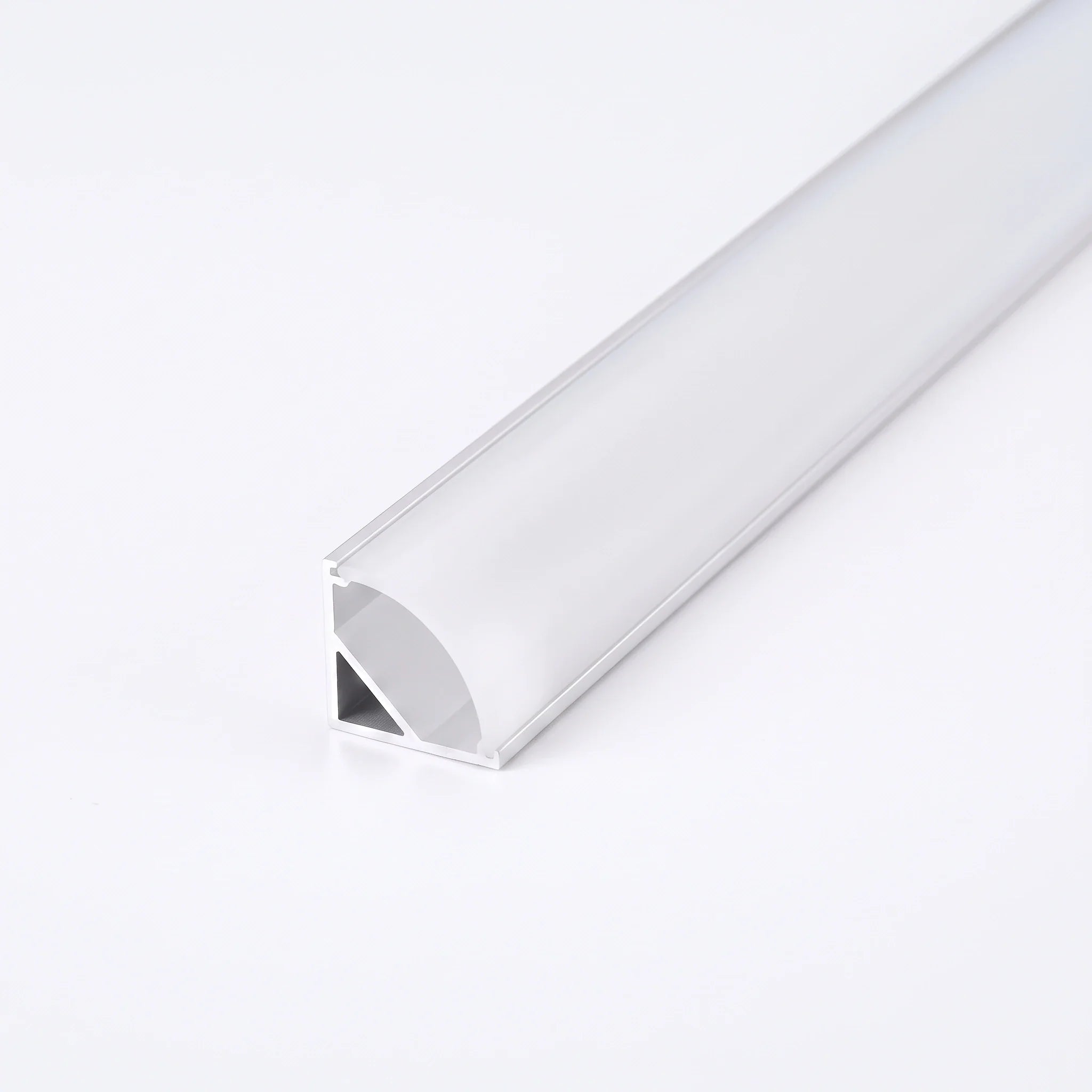 Silver aluminium LED corner profile 16x16mm with opal diffuser, 1 metre