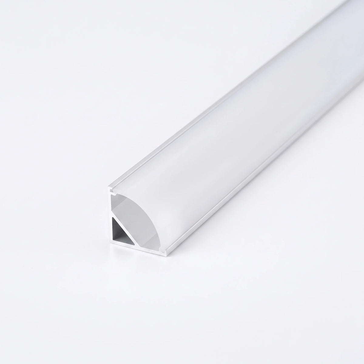 White aluminium LED corner profile 16x16mm with opal diffuser, 2 metre