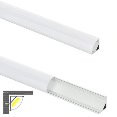 White aluminium corner profile 16x16mm two angle view
