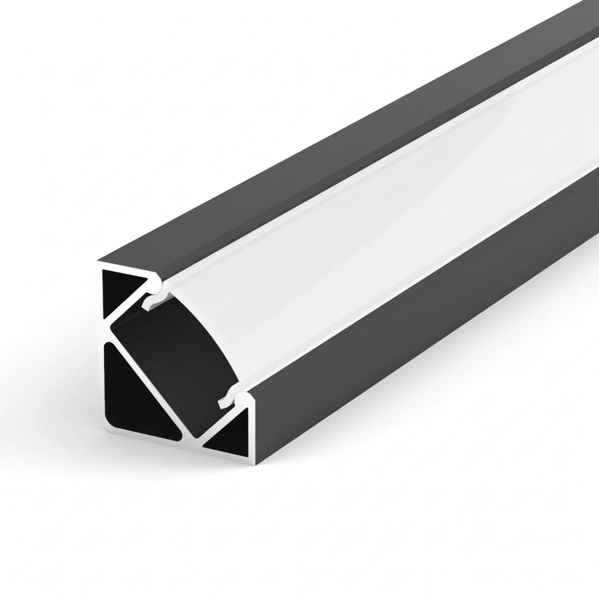 Black aluminium LED corner profile 19x19mm with opal diffuser, 2 metre
