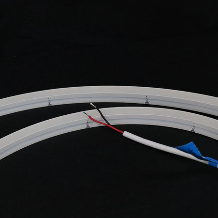 ATOM LED natural white 4000K 10x10mm side bend neon flex in a continuous IP67 waterproof patio perimeter run — 48V IP67 waterproof
