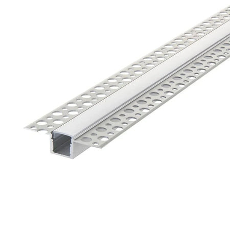 1 Metre Straight Plaster-in Aluminium LED Profile 55.5x13mm, Opal Cover — main product image