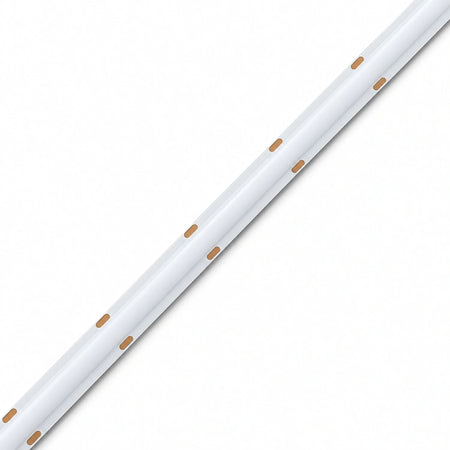 SCOB LED strip switched-off close-up showing the white opal surface and copper contacts