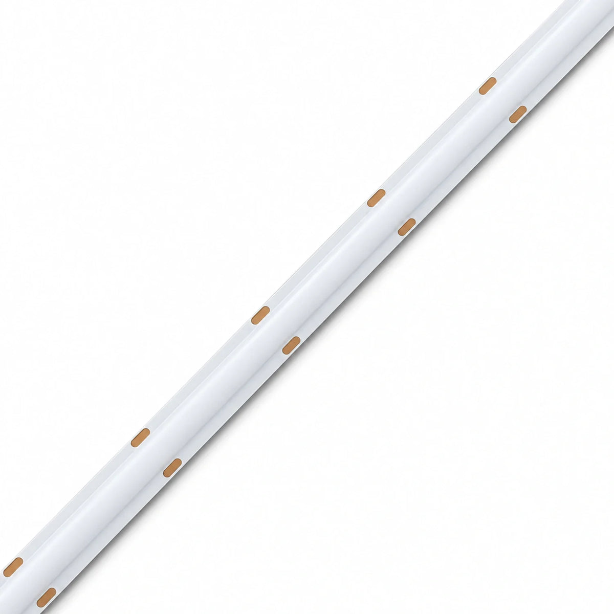 SCOB LED strip switched-off close-up showing the white opal surface and copper contacts