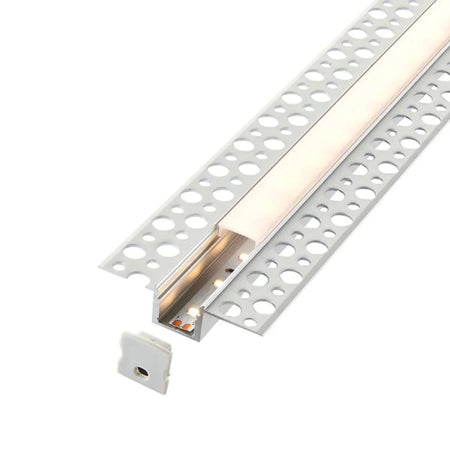1 Metre Straight Plaster-in Aluminium LED Profile 60.3x15mm, Opal Cover — product view 2