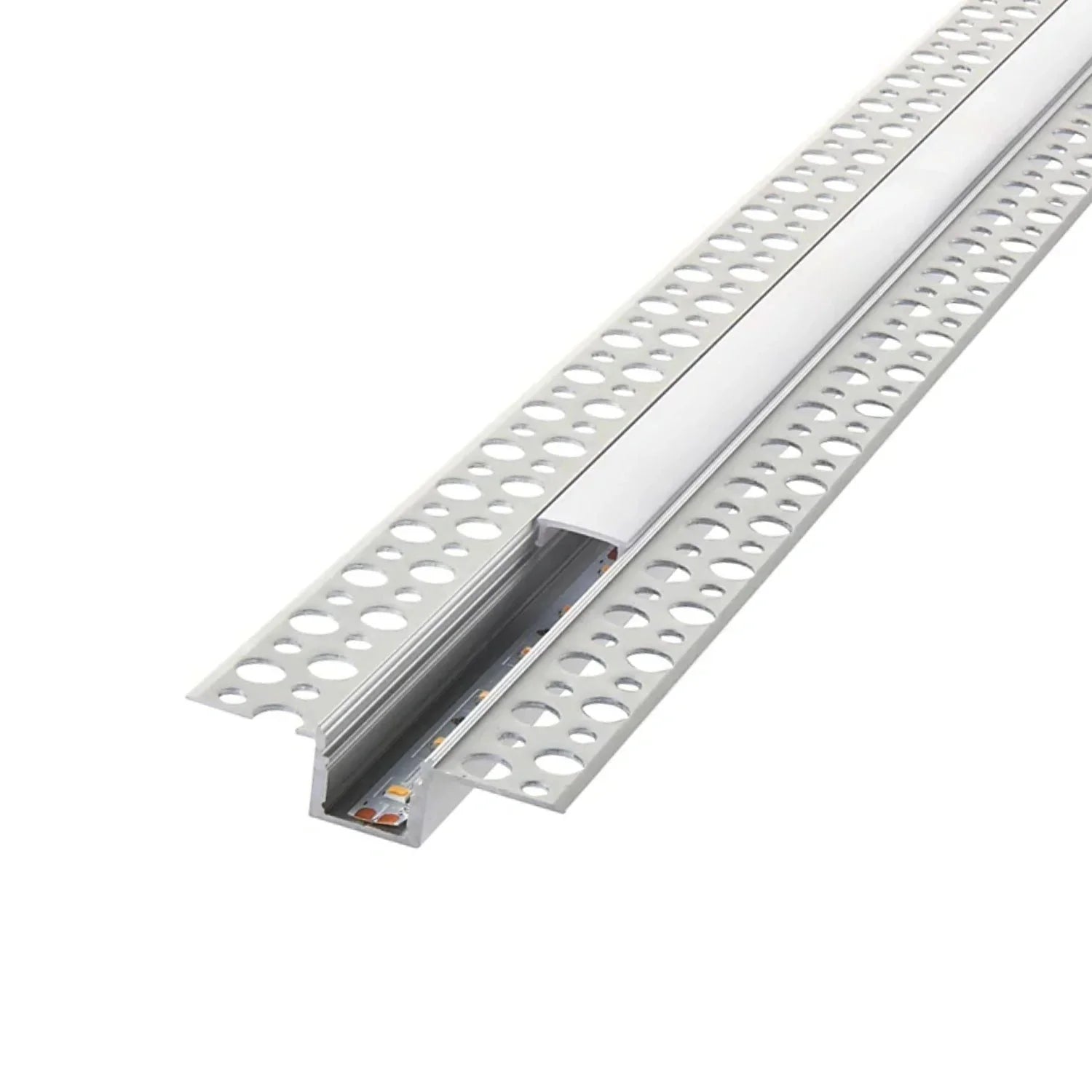 1 Metre Straight Plaster-in Aluminium LED Profile 60.3x15mm, Opal Cover — product view 3