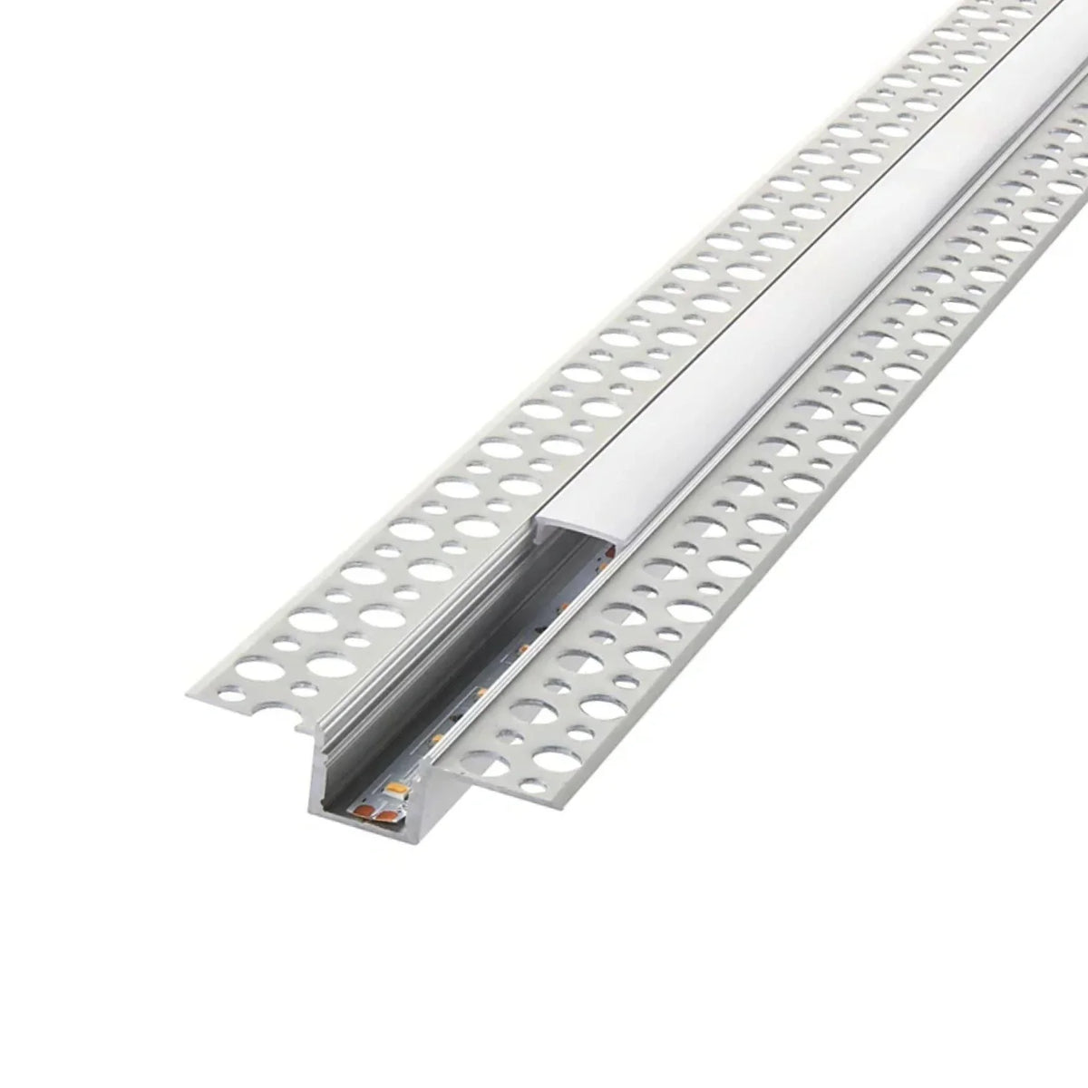 2 Metre Straight Plaster-in Aluminium LED Profile 60.3x15mm, Opal Cover — product view 3