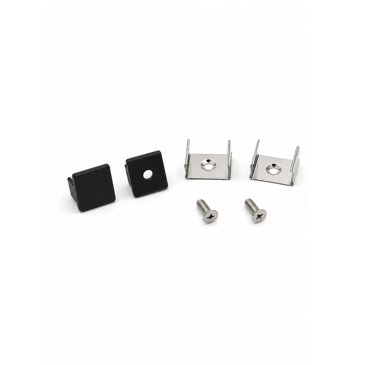 Black end caps, spring clips and fixing screws for 12x10mm LED profile