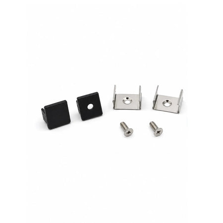 Black end caps, spring clips and fixing screws for 12x10mm LED profile