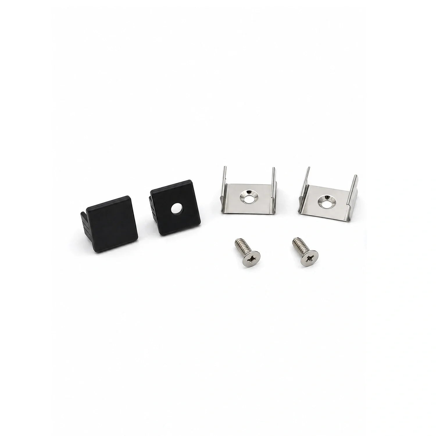 Black end caps, spring clips and fixing screws for 12x10mm LED profile