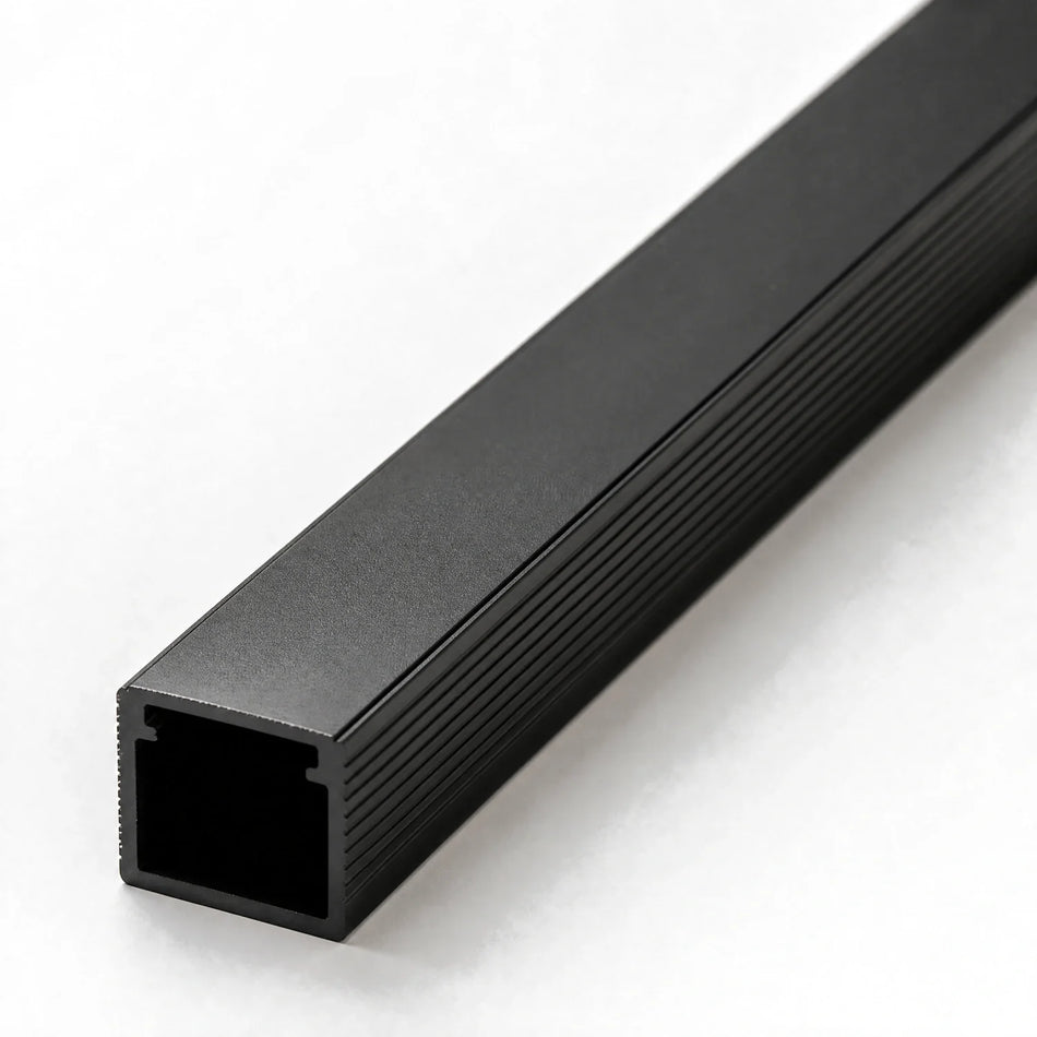 Black 12x10mm aluminium LED surface profile with black diffuser cover