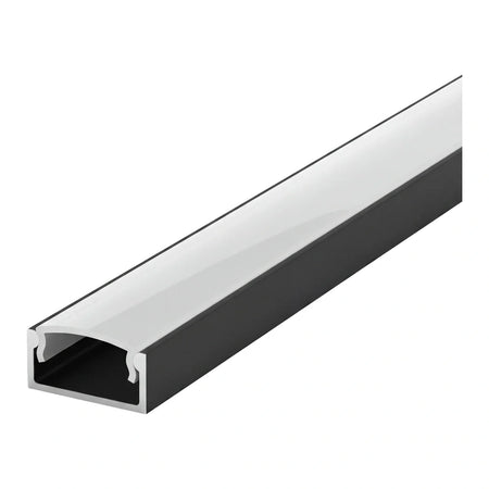 1 Metre black aluminium LED surface profile 17x8mm with opal diffuser
