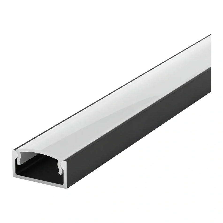 1 Metre black aluminium LED surface profile 17x8mm with opal diffuser