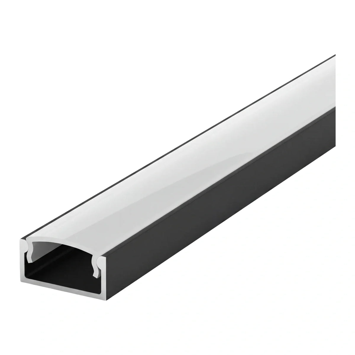 2 Metre black aluminium LED surface profile 17x8mm with opal diffuser