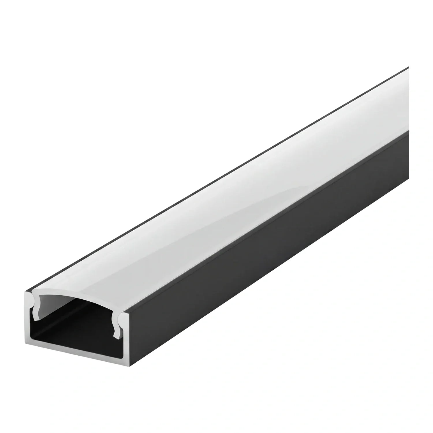 2 Metre black aluminium LED surface profile 17x8mm with opal diffuser