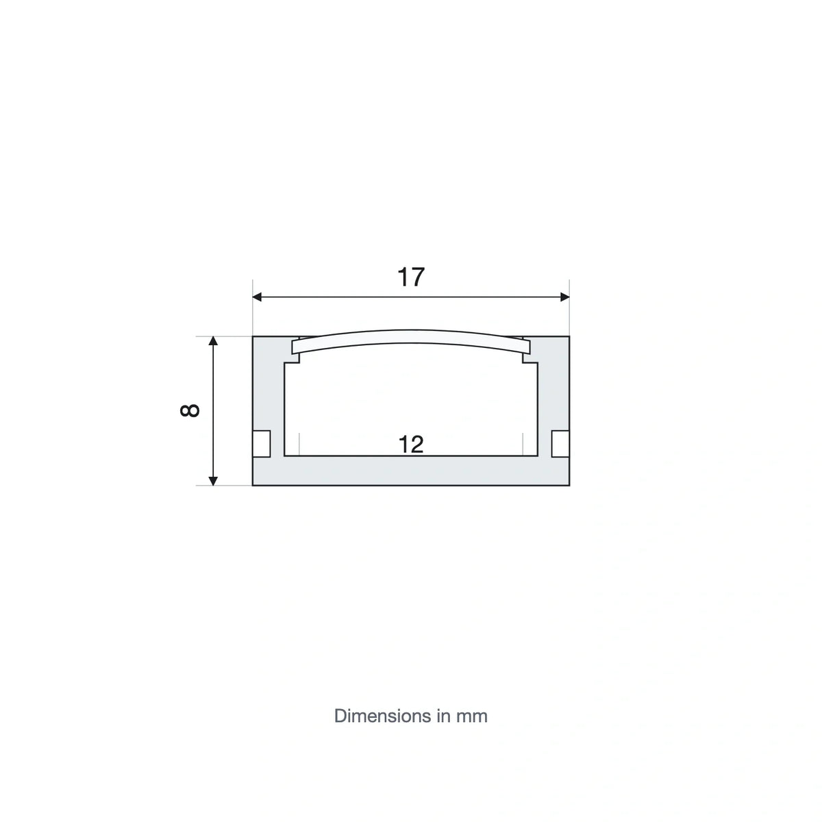 1 Metre Silver Aluminium LED Surface Profile 17x8mm, Opal Diffuser — product view 3
