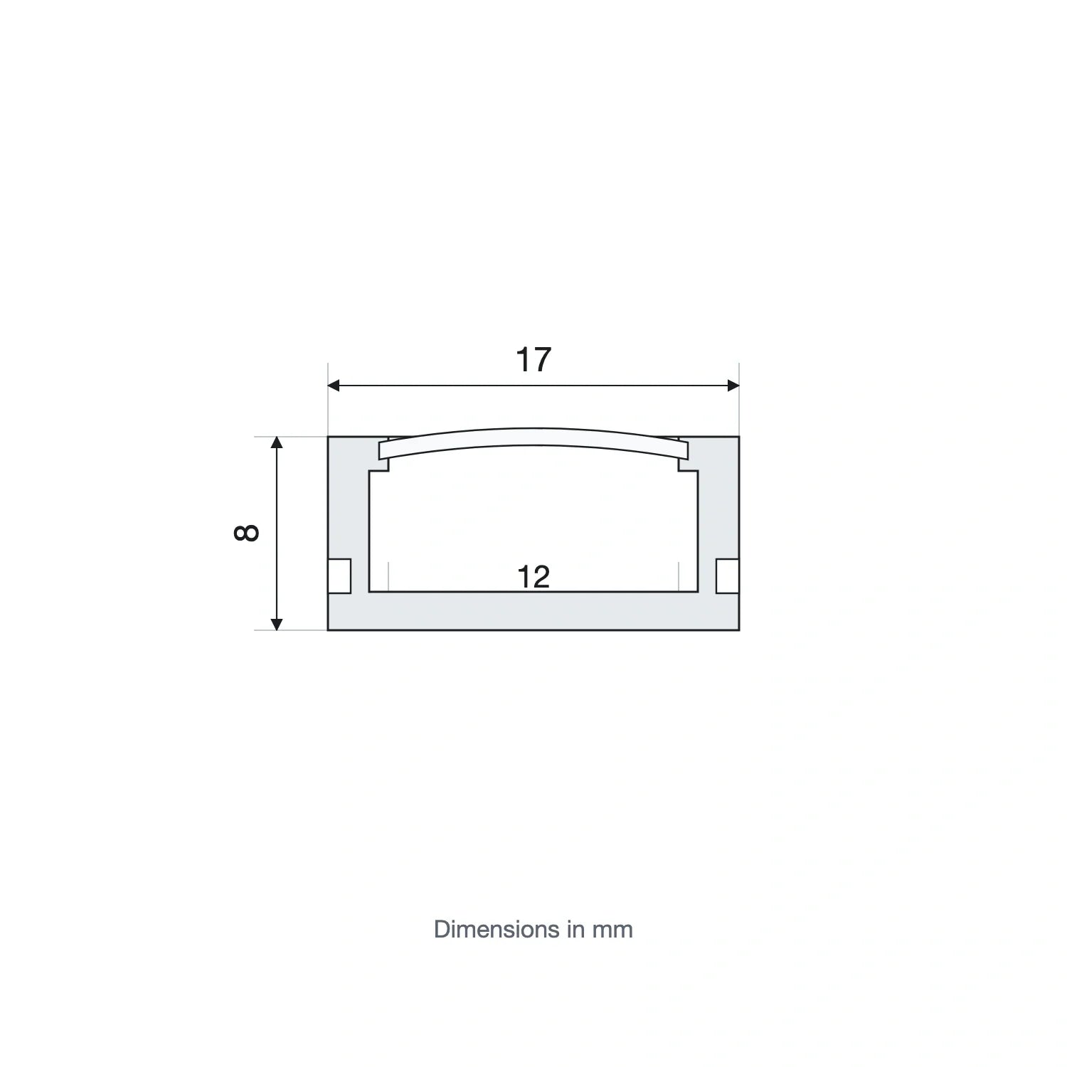 1 Metre Silver Aluminium LED Surface Profile 17x8mm, Opal Diffuser — product view 3