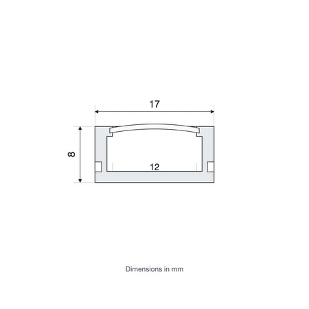 1 Metre Silver Aluminium LED Surface Profile 17x8mm, Opal Diffuser — product view 3