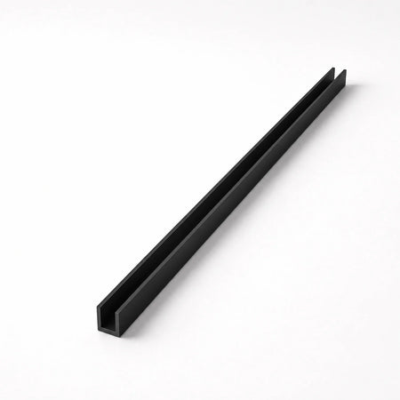 Black aluminium 6x12mm IP67 neon flex mounting profile — full length illustration