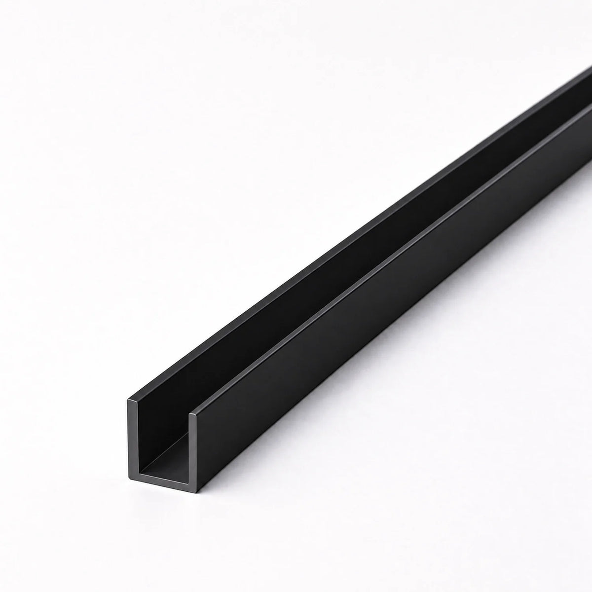 Black aluminium 6x12mm IP67 neon flex mounting profile — close-up illustration