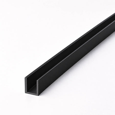 Black aluminium 6x12mm IP67 neon flex mounting profile — close-up illustration
