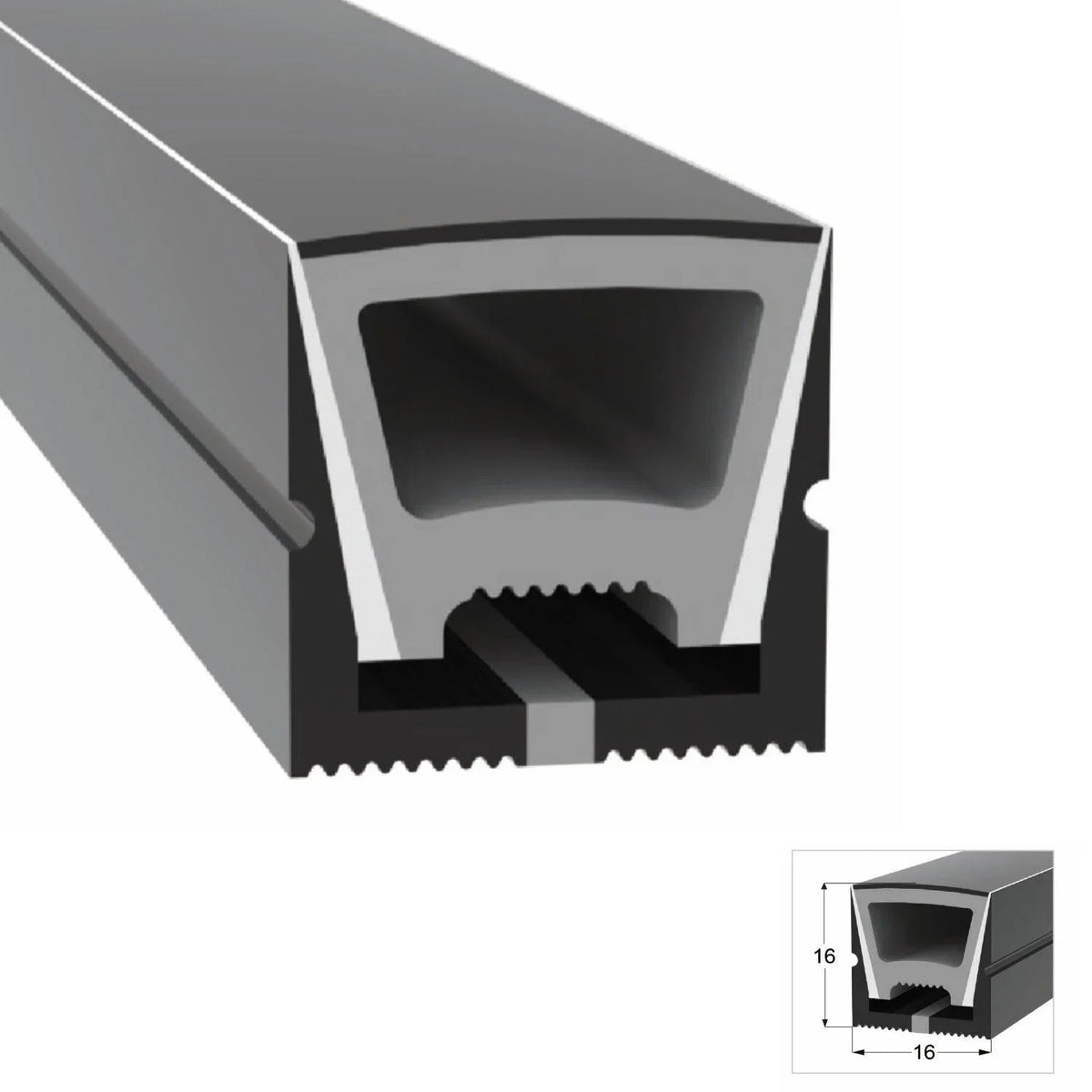 Black Silicone LED Neon Flex Tube Diffuser Body for LED Strip Light 16x16mm — House of LEDs UK