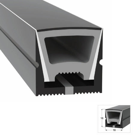 Black Silicone LED Neon Flex Tube Diffuser Body for LED Strip Light 16x16mm — House of LEDs UK