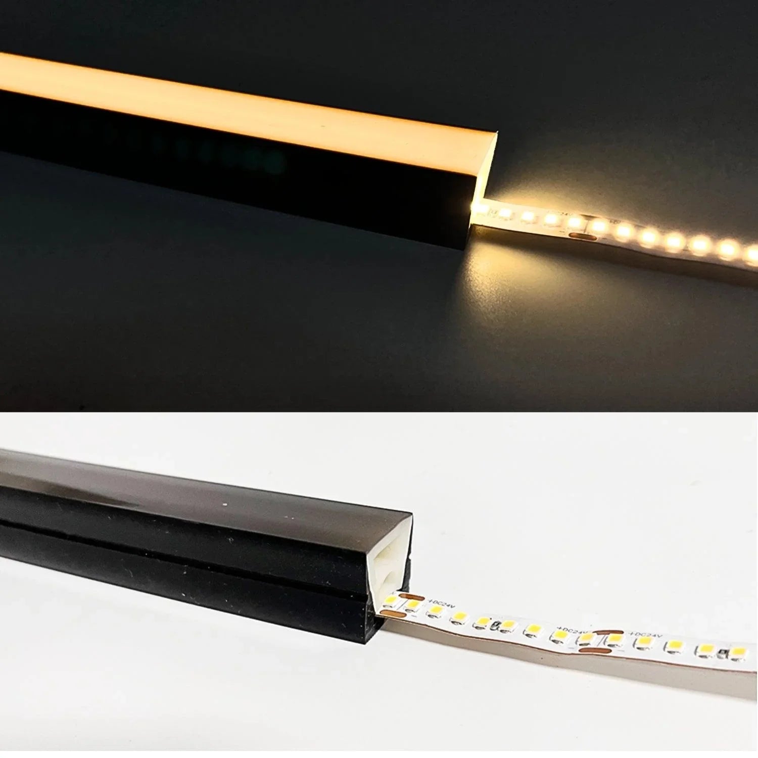 Black Silicone LED Neon Flex Tube Diffuser Body for LED Strip Light 16x16mm — view 4 — House of LEDs UK