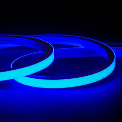 Blue LED Neon Flex 16x16mm 220V 240V Top Bending 120LEDs/m 20cm Cut IP65 Waterproof with UK Plug - House of LEDS