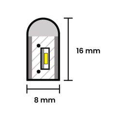 Blue LED Neon Flex 8x16mm 120LEDs/m AC 220 240V IP65 Waterproof with UK Plug - House of LEDS