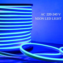 Blue LED Neon Flex 8x16mm 120LEDs/m AC 220 240V IP65 Waterproof with UK Plug - House of LEDS