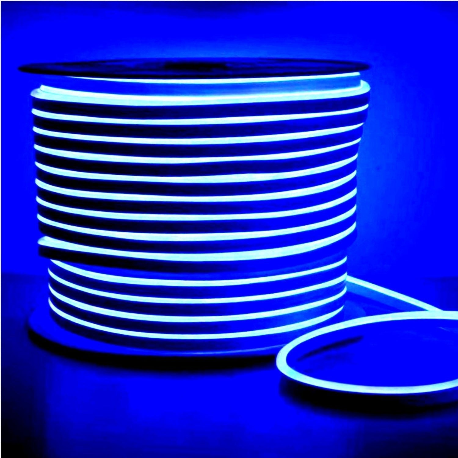 Blue LED Neon Flex 8x16mm 120LEDs/m AC 220 240V IP65 Waterproof with UK Plug - House of LEDS