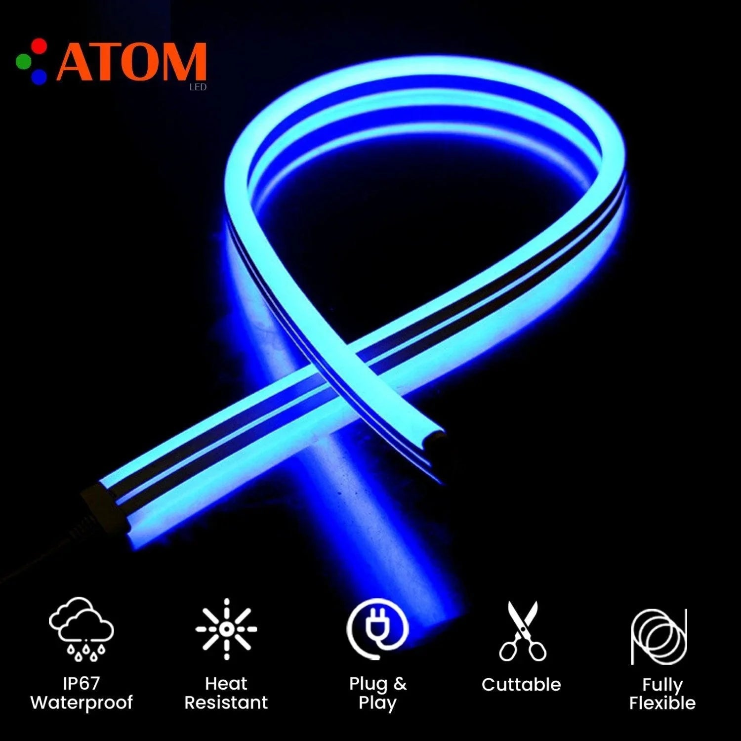 Blue Neon Flex Double Side 220V 240V 120LED/m 8x16mm IP67 Waterproof  Full Kit — view 10 — House of LEDs UK