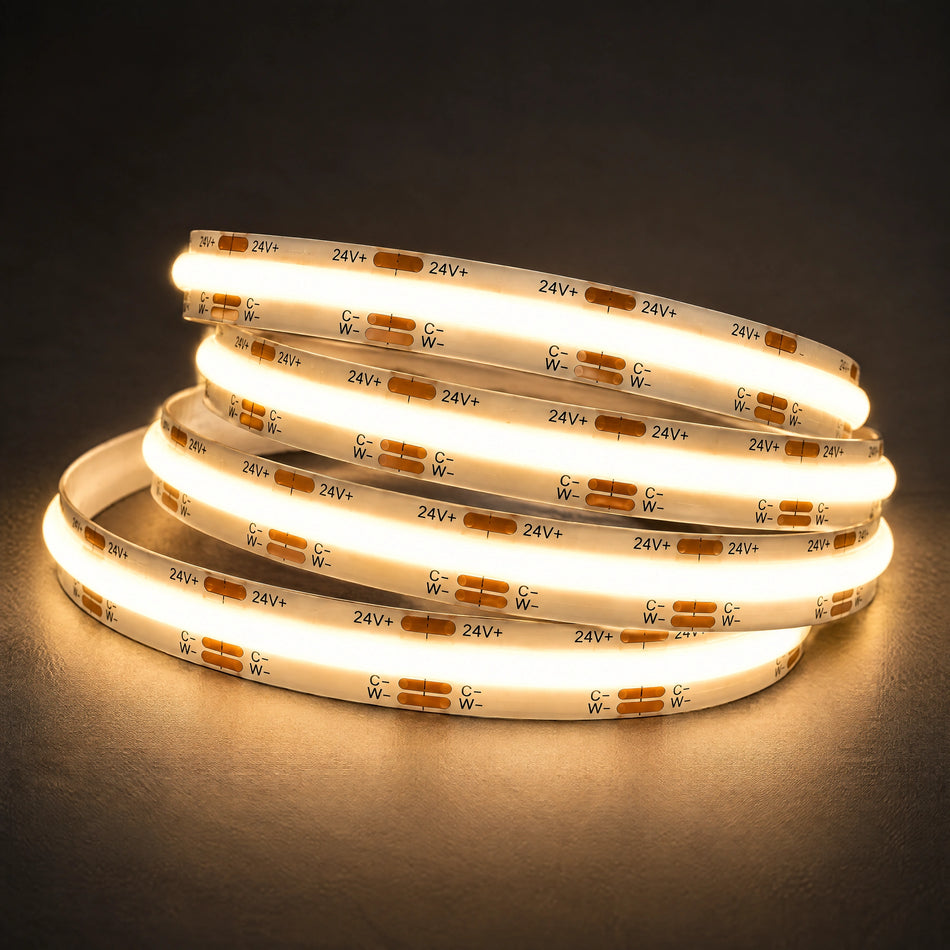 24V 10mm tunable CCT COB LED strip at 3000K colour illustration