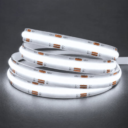 48V tunable CCT COB LED strip at 6500K cool white colour illustration
