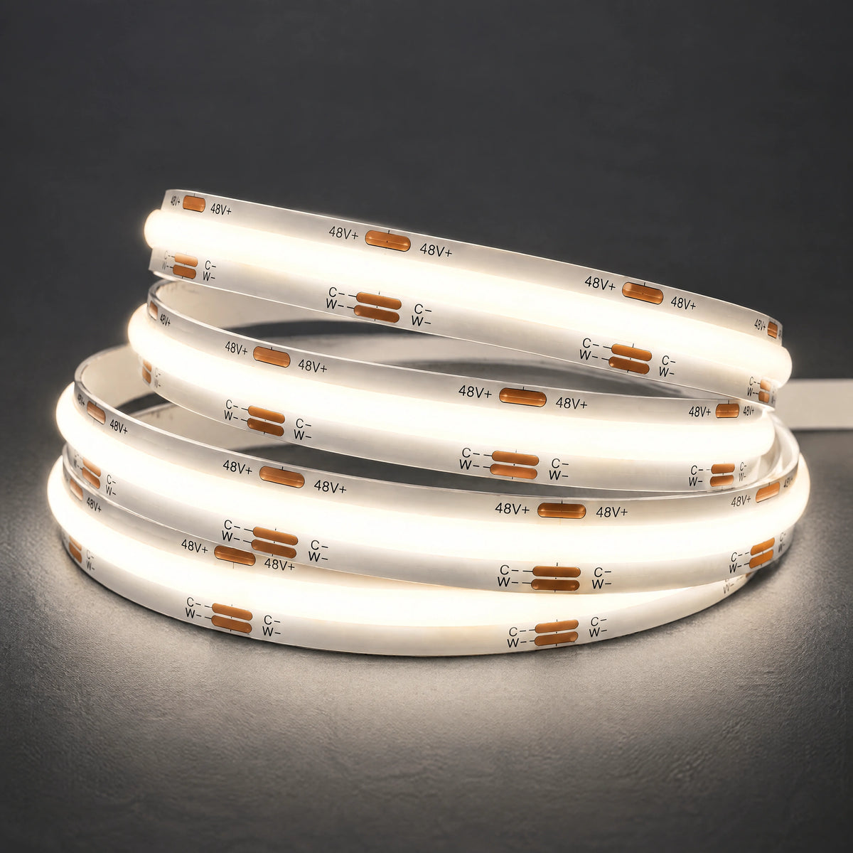 48V 10mm tunable CCT COB LED strip at 4000K colour illustration